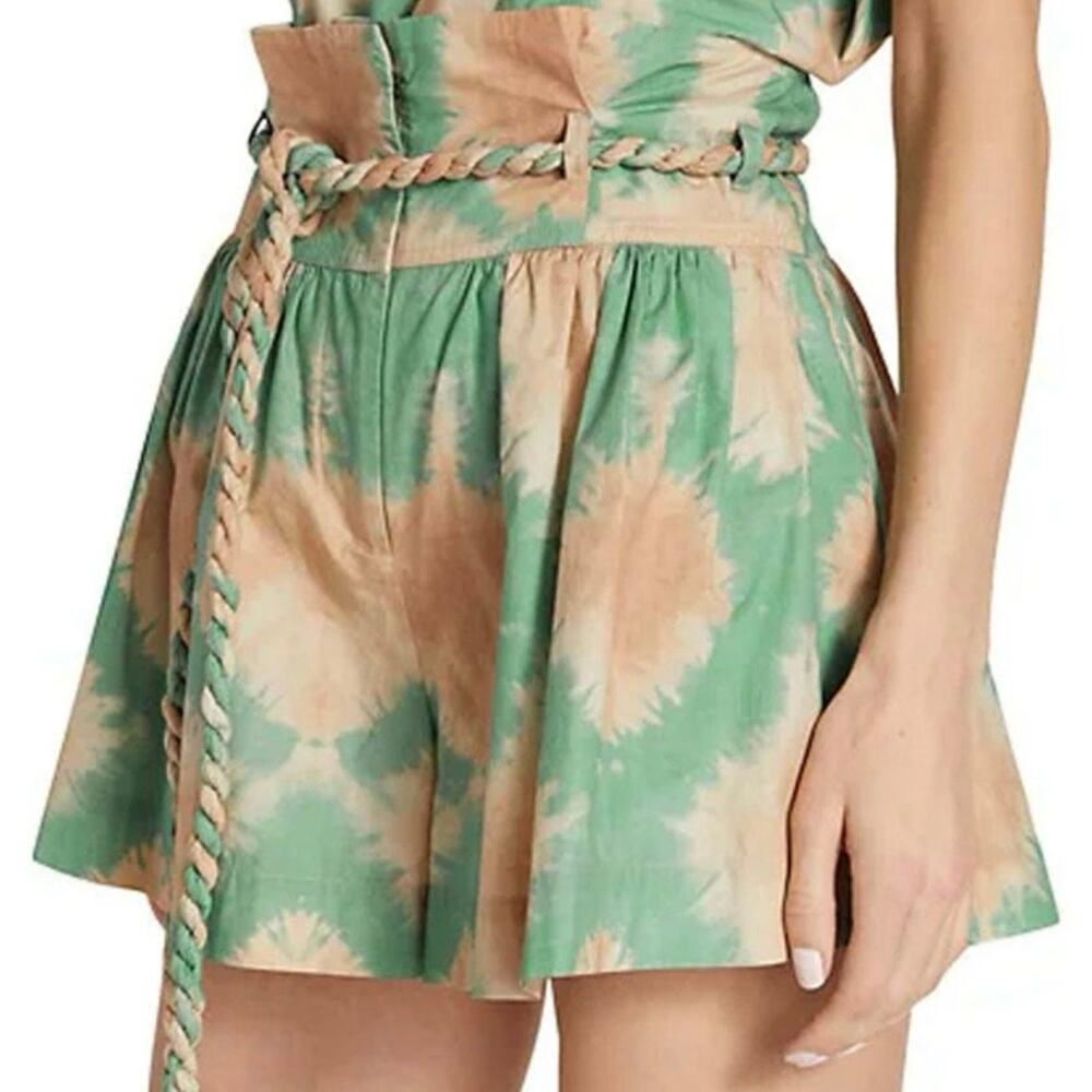Ulla Johnson Marin Shorts Green Calcite Tie Dye Cotton Bohemian Summer Beach 2